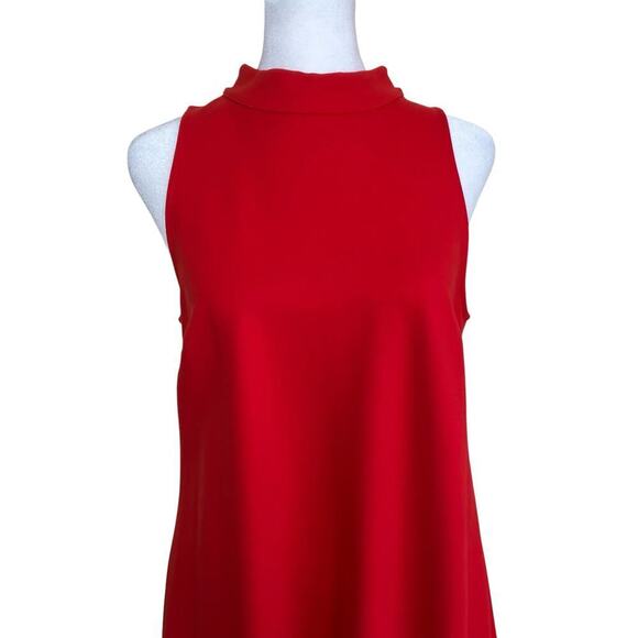 Anthropologie Maeve Alissa Swing Dress Red Drop Waist Mock Neck Flounce Sz S - Picture 3 of 16